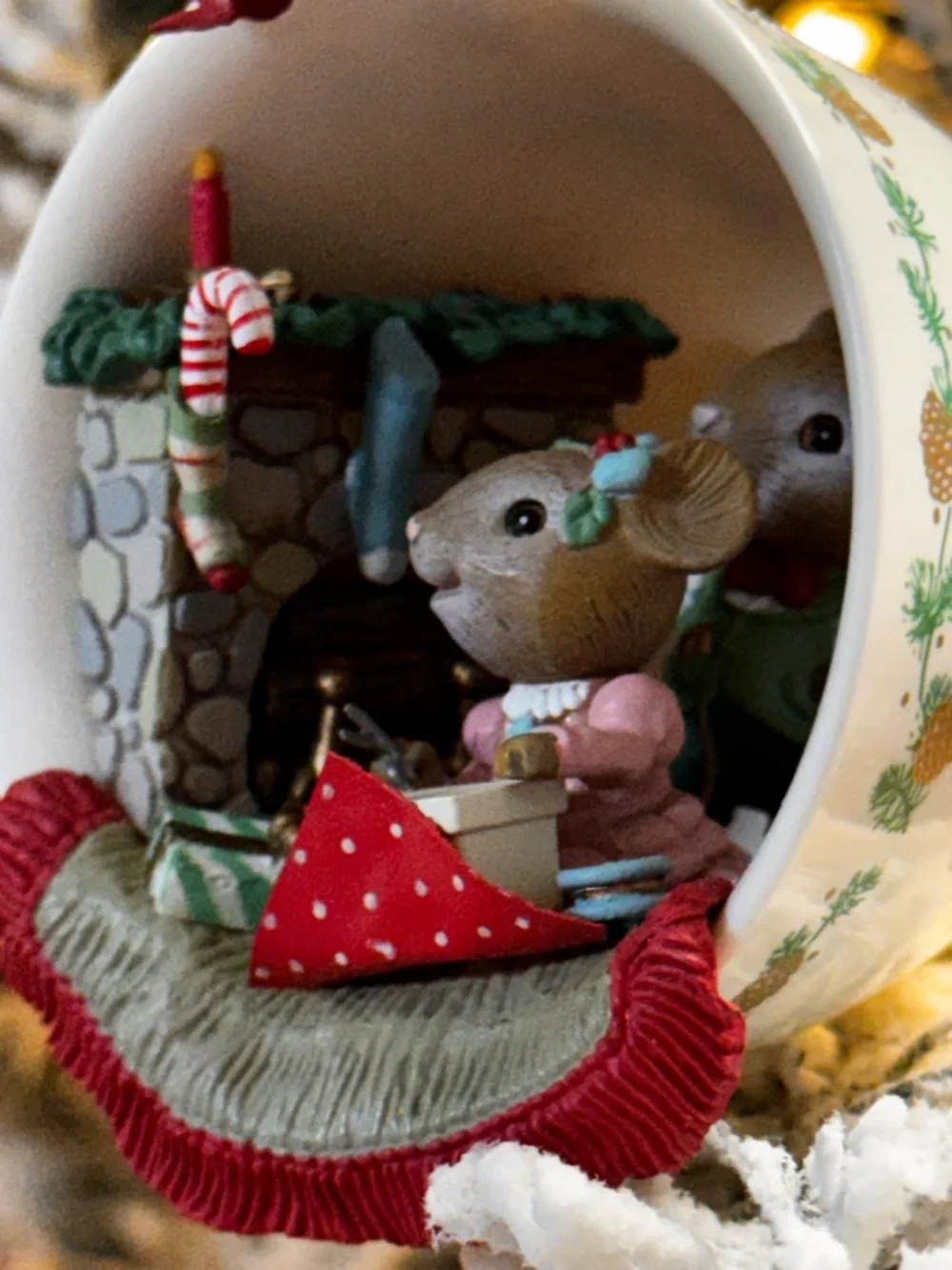 Enesco Holiday Small Pets Figurine in Red, Green, Pink, Gold and Blue